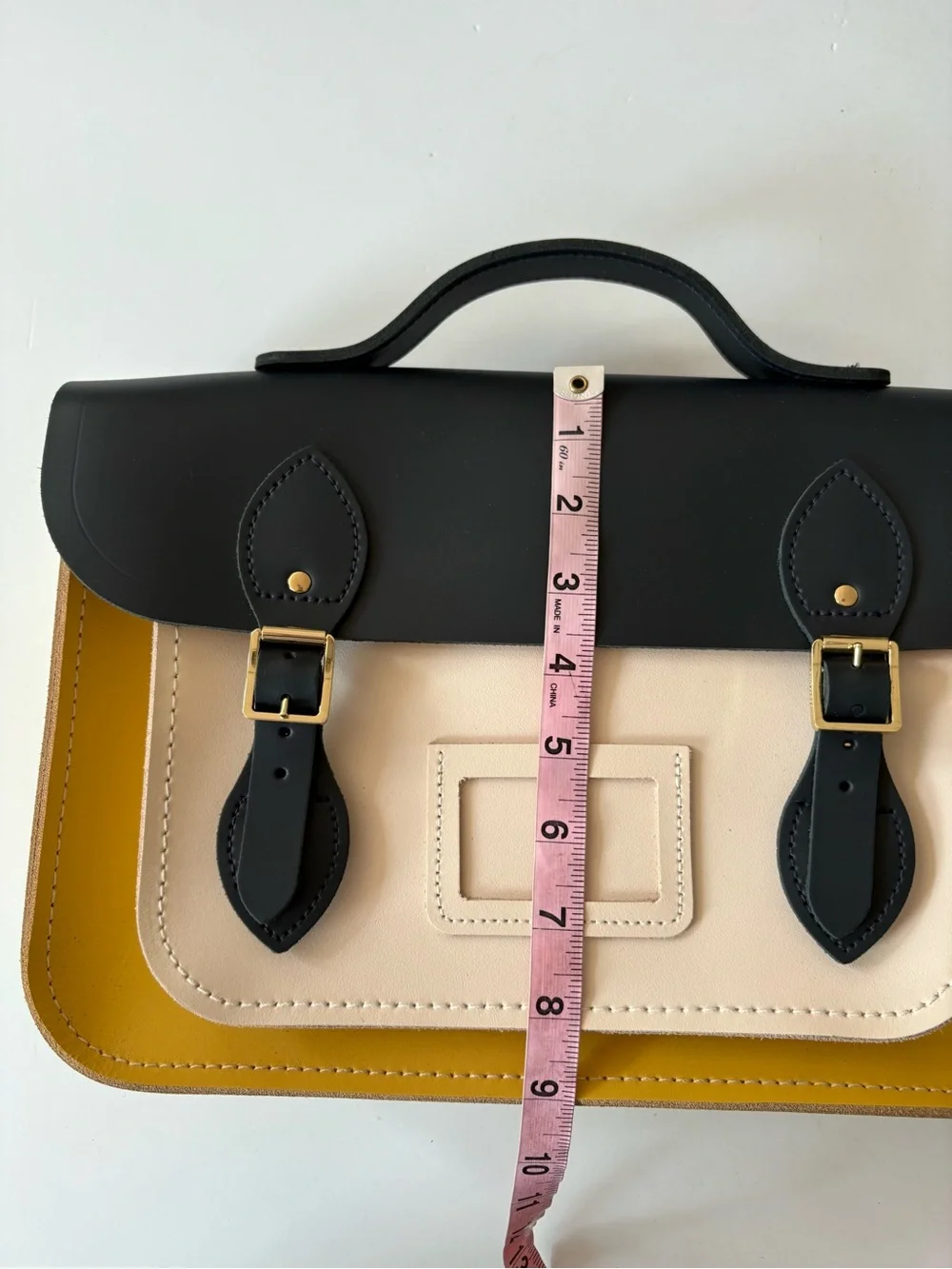 The Cambridge Satchel Co. || Tri-Color Batchel Briefcase Navy Indian Gold NWT